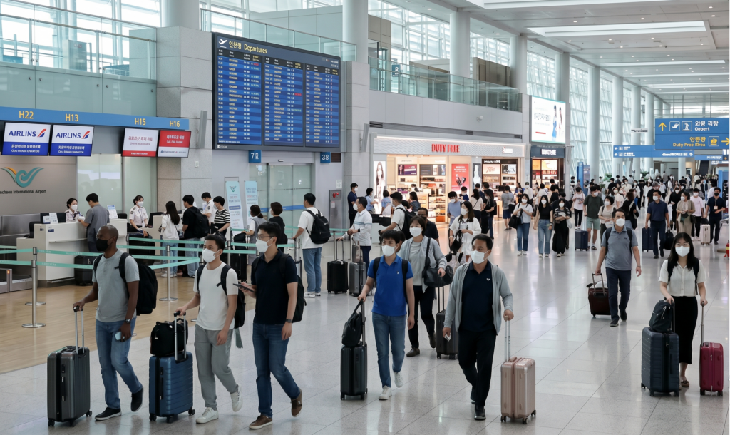 공항 해외여행객 바이러스 예방